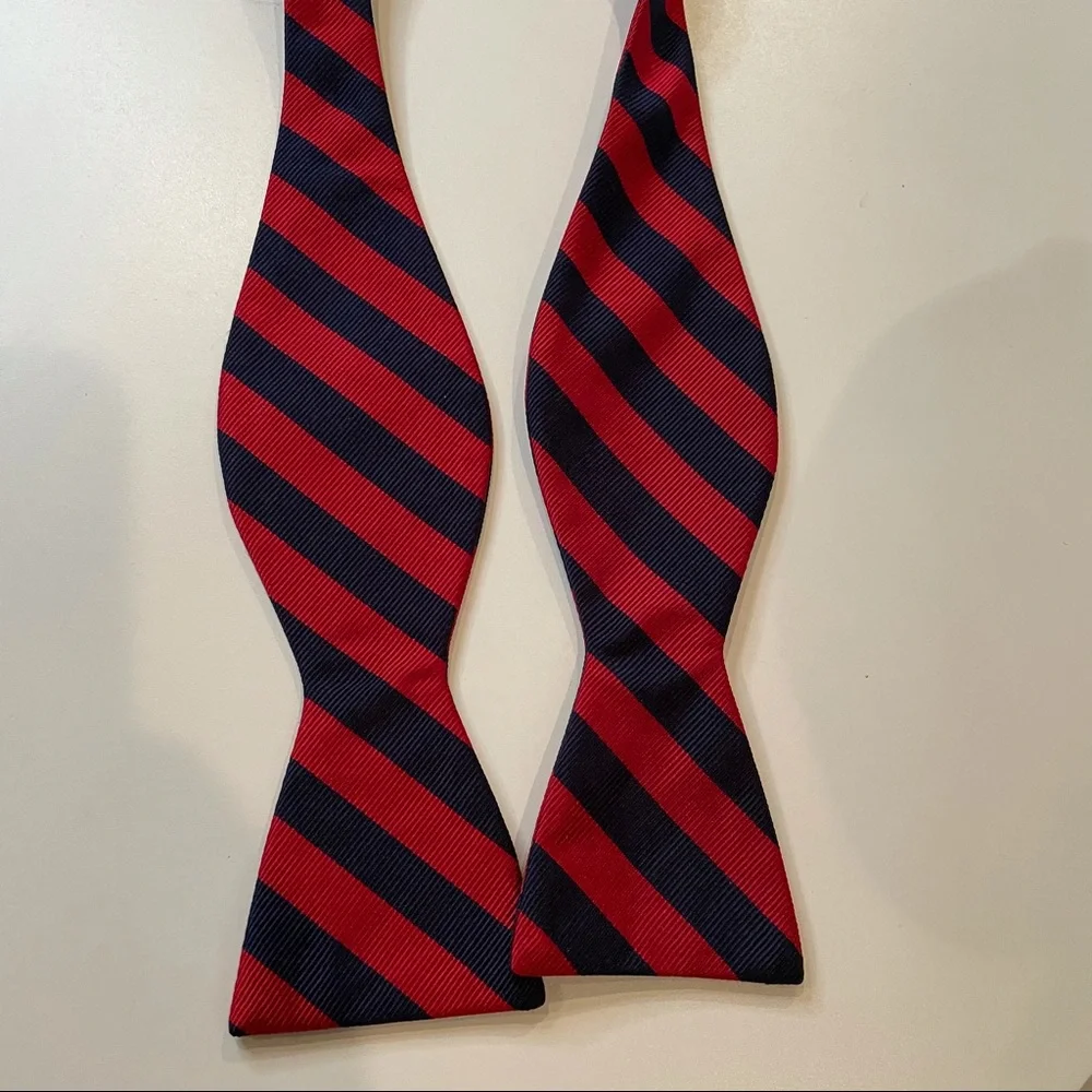 Lot of 2 Holiday Bowties - Pre-tied Red + Striped College Maroon & Navy Repp‎